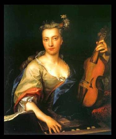 unknow artist Portrait of Young Woman Playing the Viola da Gamba Sweden oil painting art